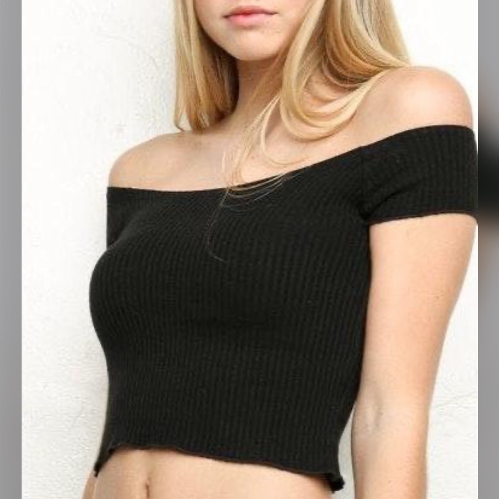 Brandy Melville Black Off The Shoulder Crop Top